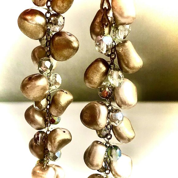 NWT ALEXANDRA'S ACCENTS Baroque Quartz Pendant Beaded Necklace 9" Antique Gold - Picture 4 of 4